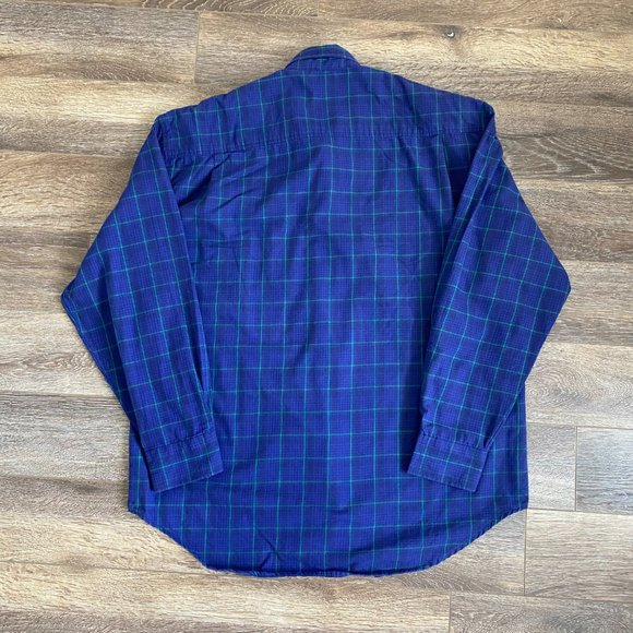 Vintage 90s GAP Blue Windowpane Button Down Shirt - Picture 4 of 4